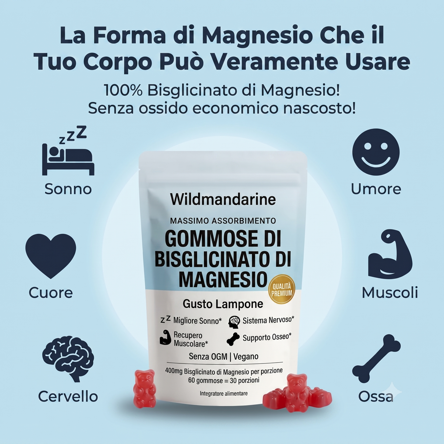 Magnesio Bisglicinato in Gommose Wildmandarine