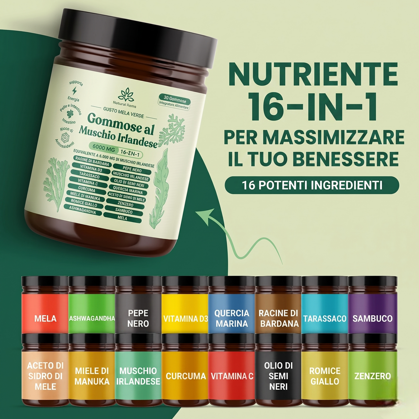 Sea Moss 16-In-1 Gummies - Per l'equilibrio della pressione sanguigna e la salute del cuore