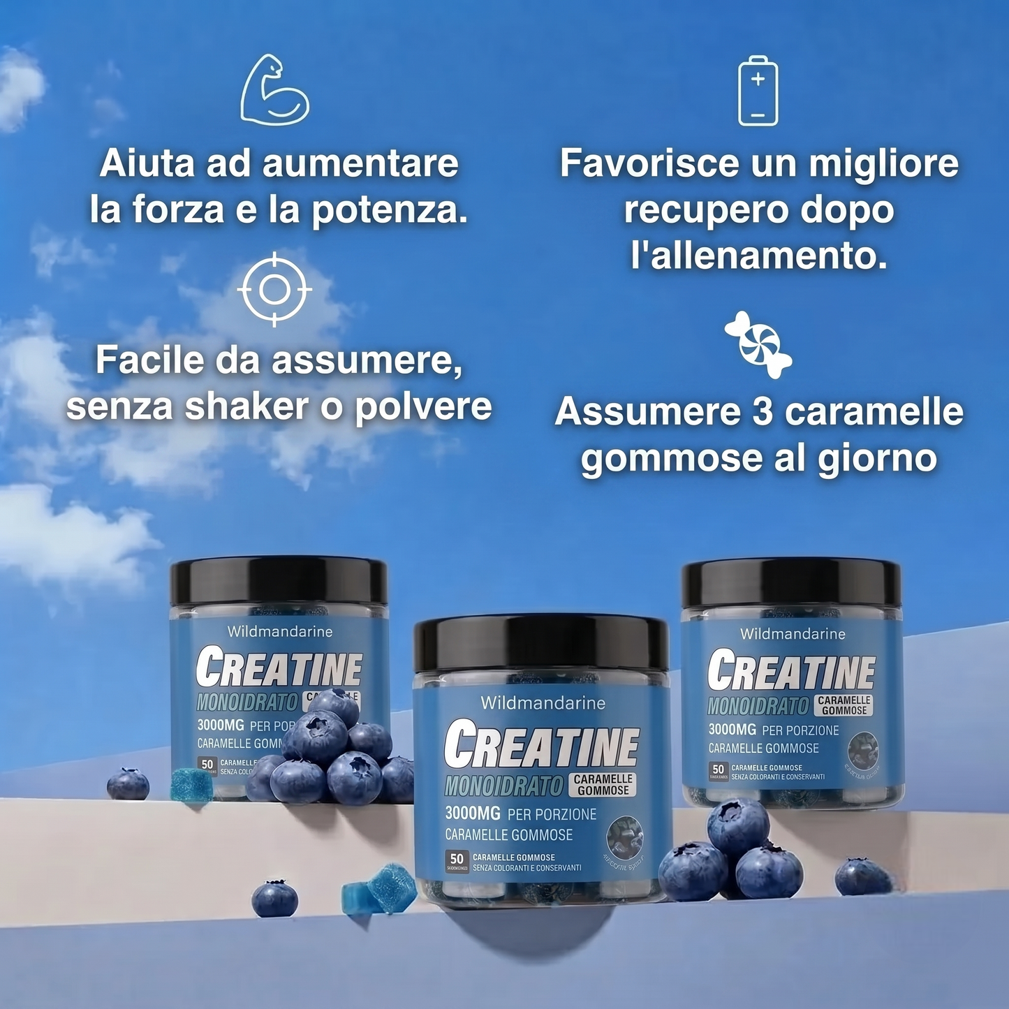Gommose di creatina - Mirtillo