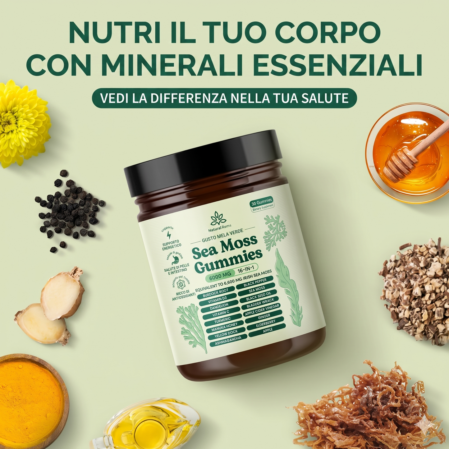 Sea Moss 16-In-1 Gummies - Per l'equilibrio della pressione sanguigna e la salute del cuore
